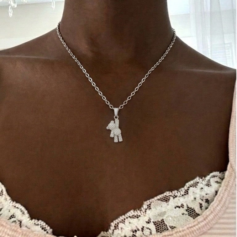 Honey Bear Necklace - Silver