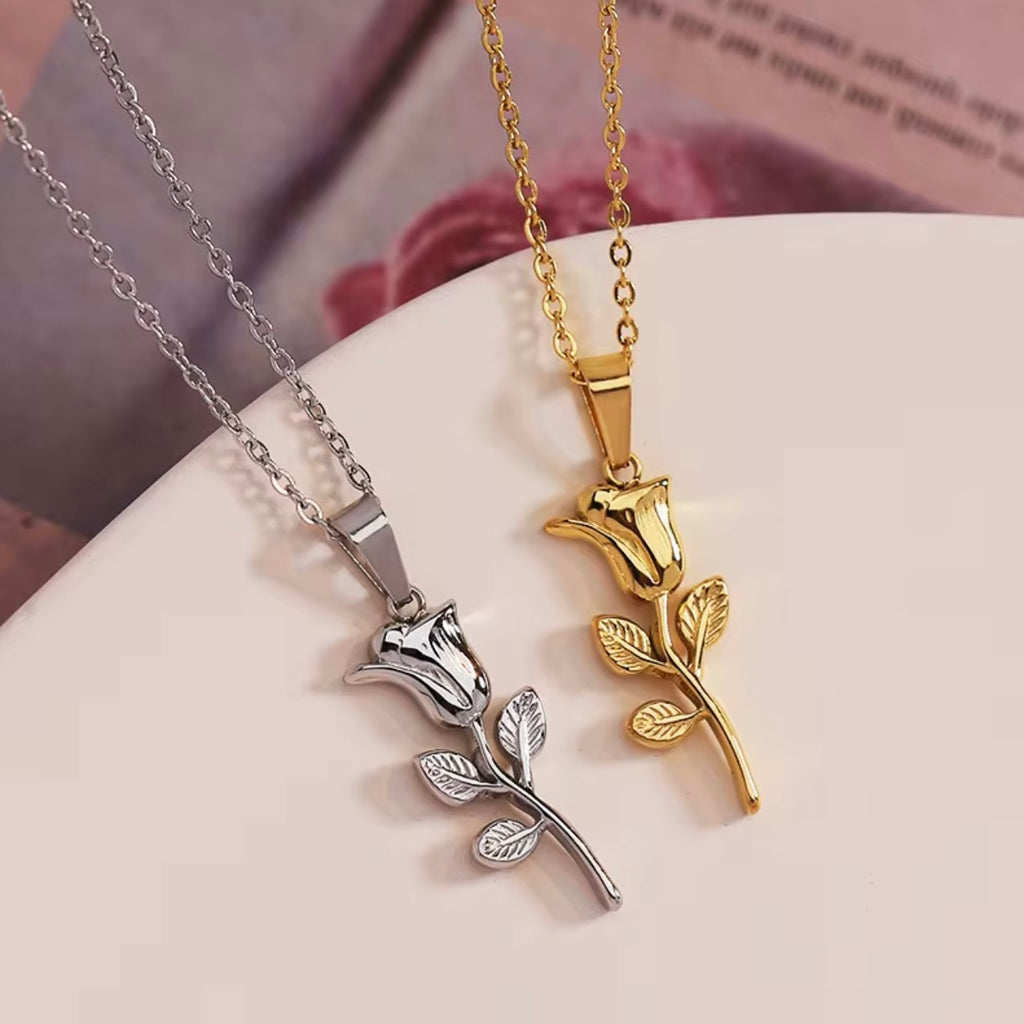 Rose Necklace - Silver