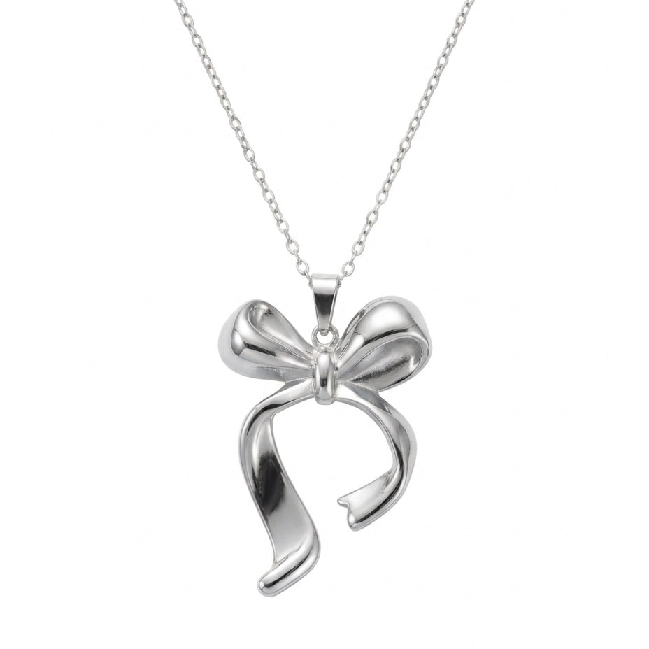 Lucia Bow Necklace - Silver