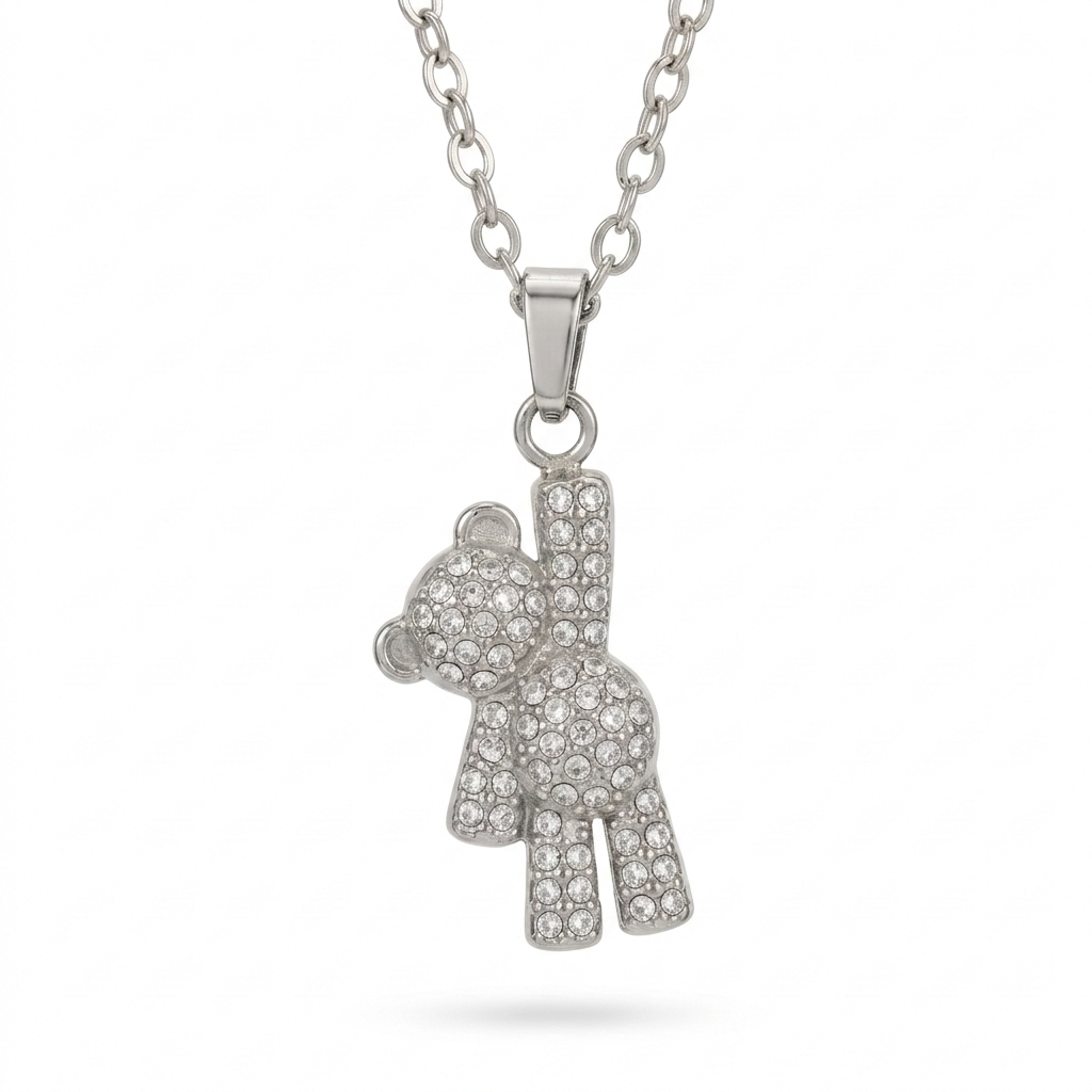 Honey Bear Necklace - Silver
