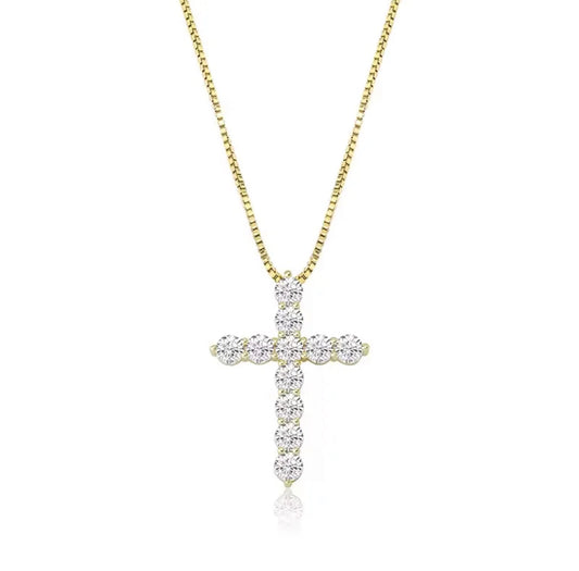 Eliza Cross Necklace - Gold