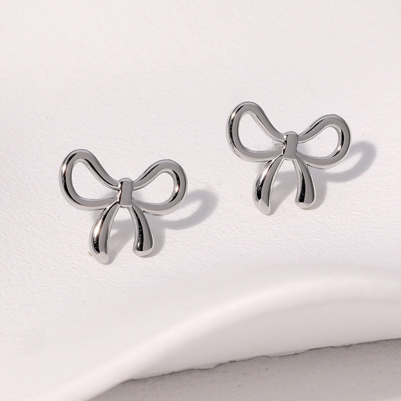 Mini Bow Studs - Silver
