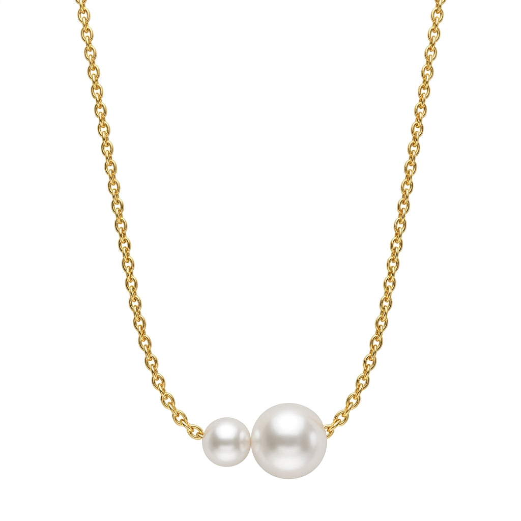 Double Pearl Necklace - Gold