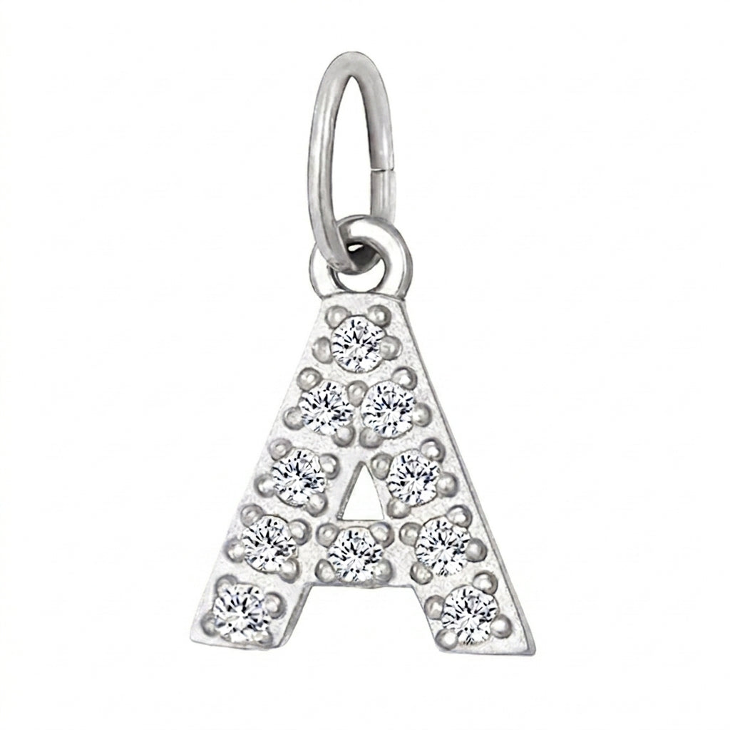 Diamanté Initial Charm - Silver