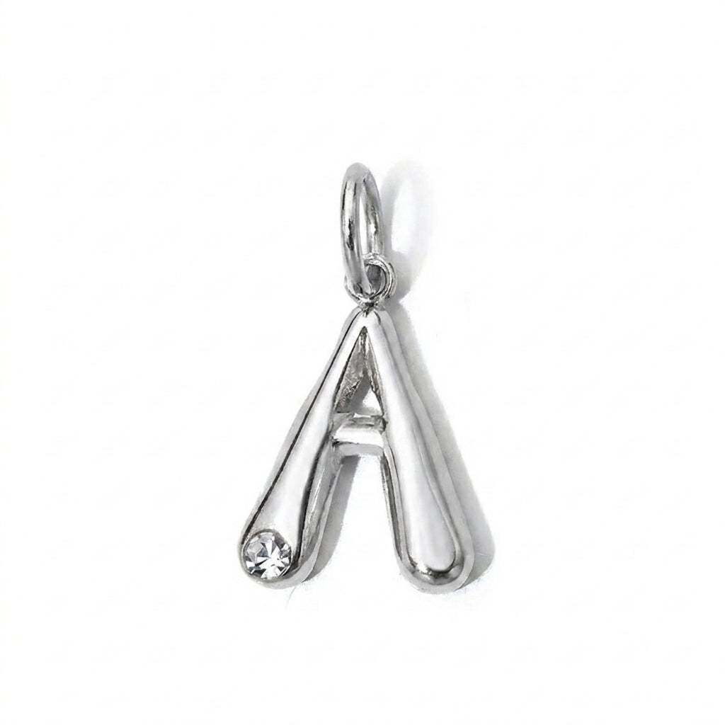 Gem Initial Charm - Silver