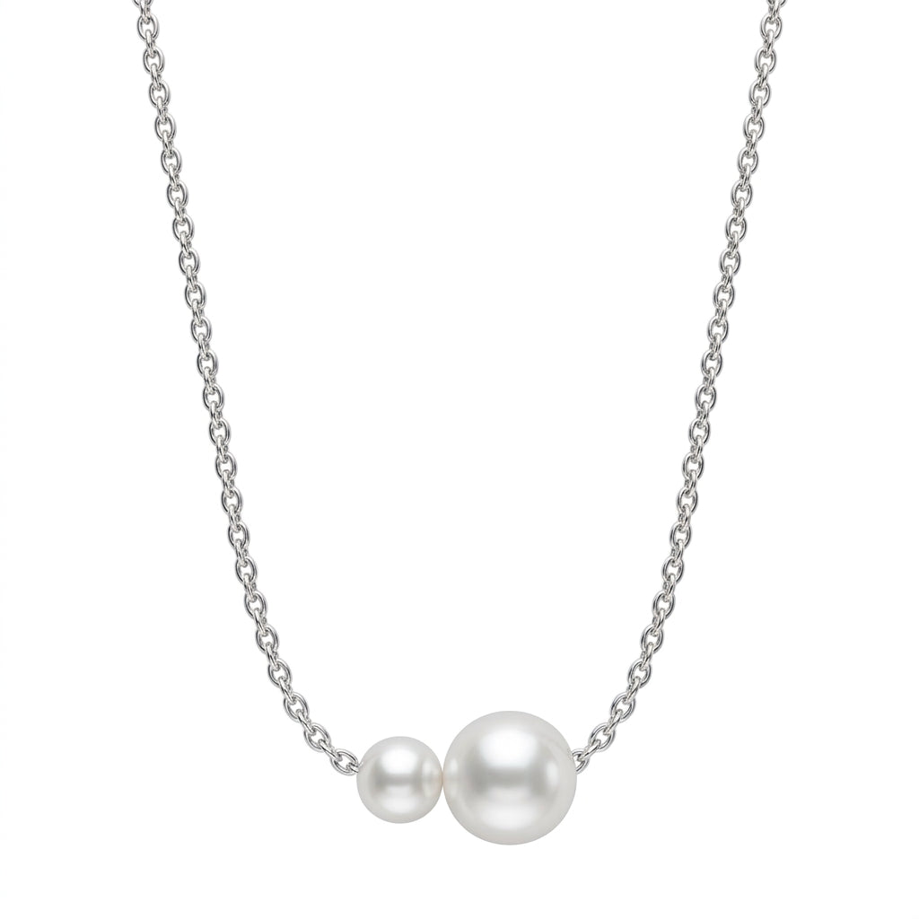 Double Pearl Necklace - Silver