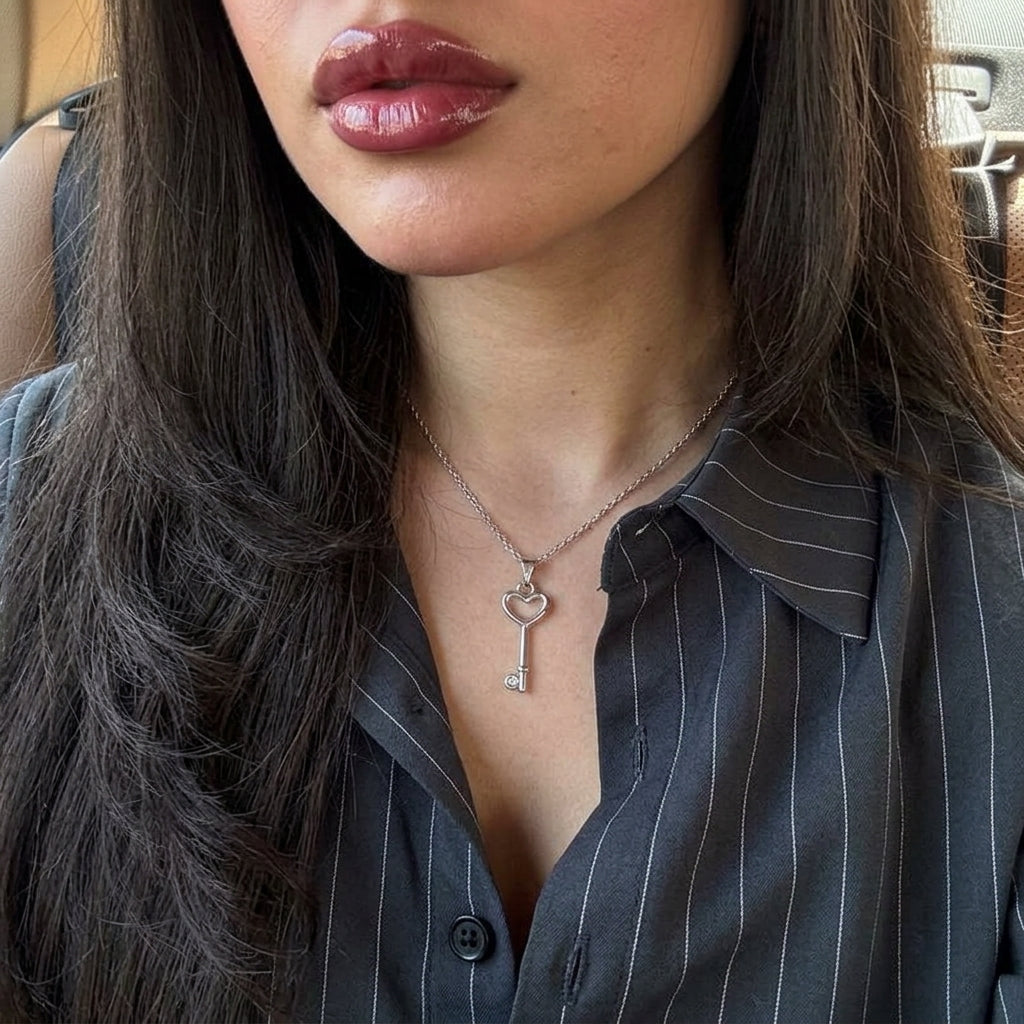 Gia Lock Necklace - Silver