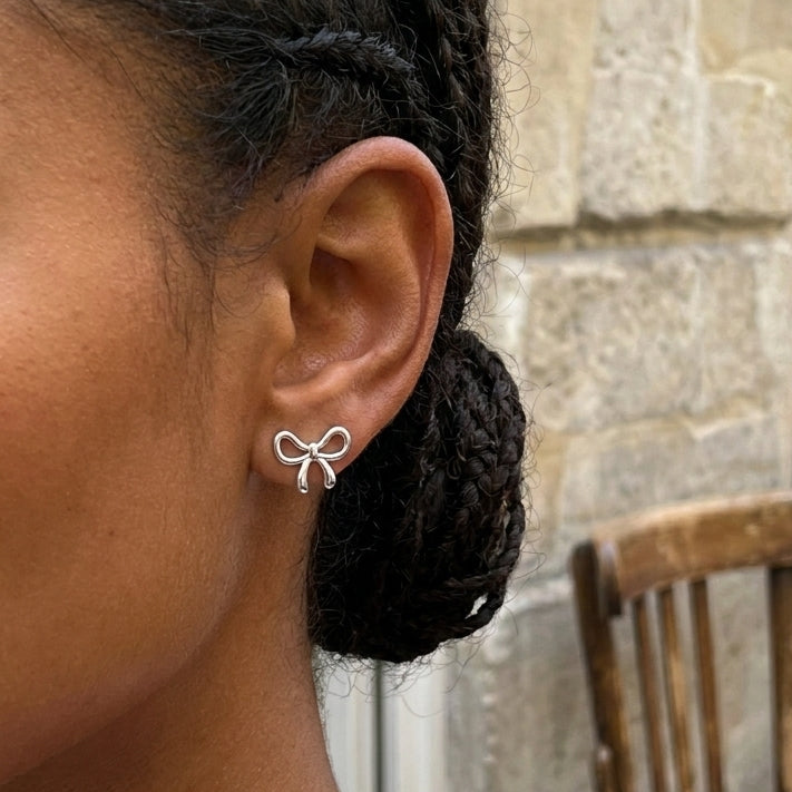 Mini Bow Studs - Silver