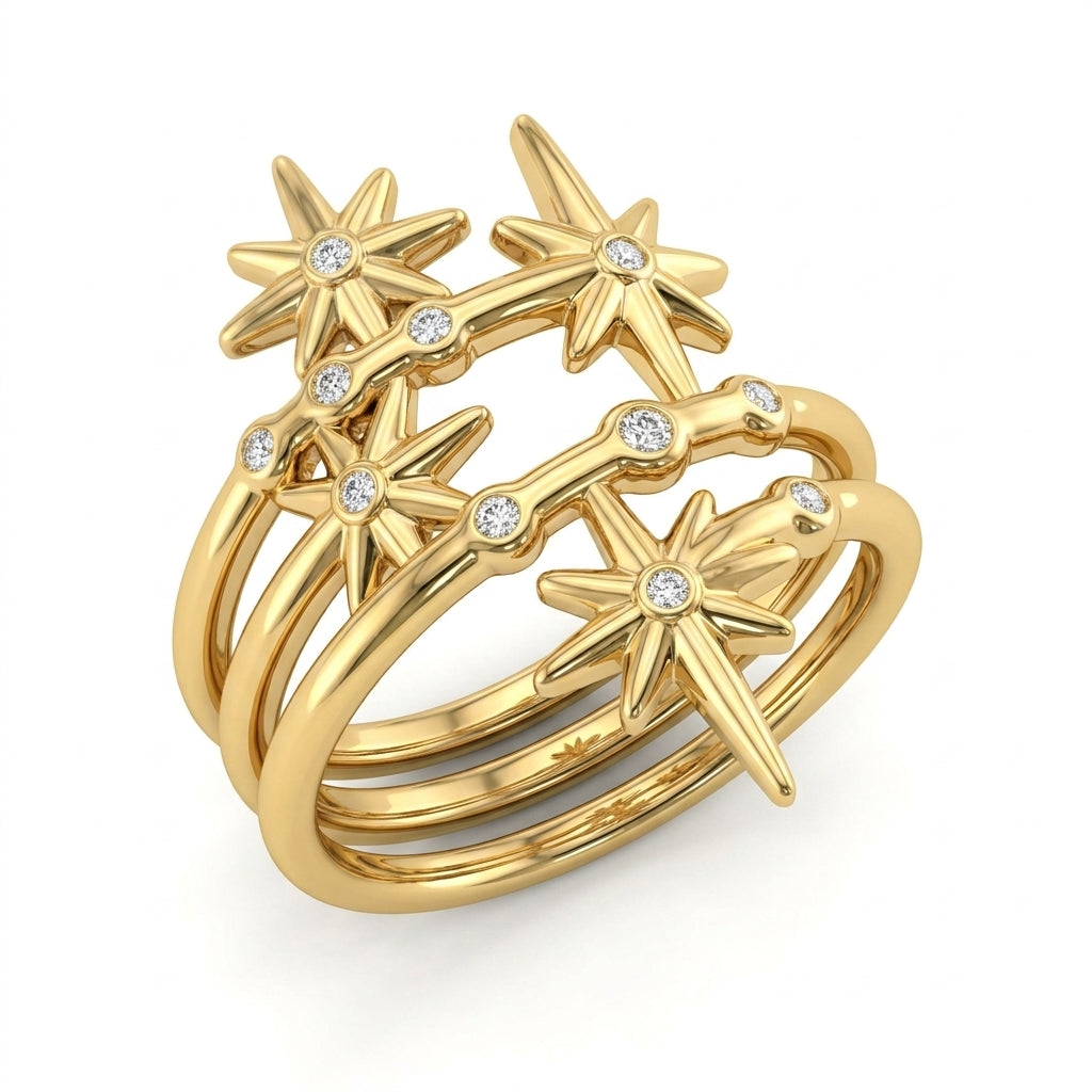 Star Burst Ring - Gold