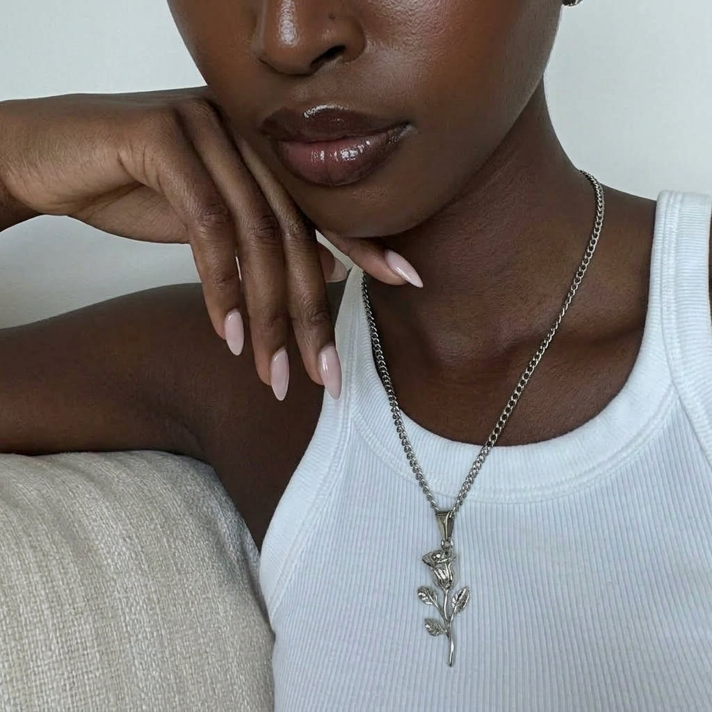 Rose Necklace - Silver